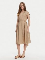 TWINSET Sukienka letnia 251TT2072 Beżowy Loose Fit. Brązowe sukienki damskie Twinset, na lato, bez wzorów, z lyocellu, bez kołnierzyka, bez ramiączek. Za 759.99 zł.