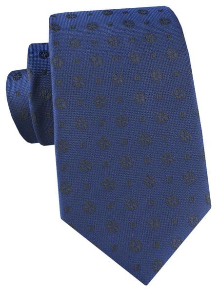 Męski Krawat - Niebieski w Czarne Grochy - Angelo di Monti. Niebieskie krawaty i muchy Angelo di Monti, bez wzorów, z tkaniny, eleganckie. Za 49.99 zł.