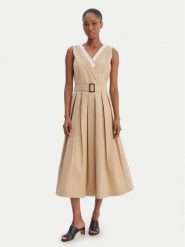 Weekend Max Mara Sukienka codzienna Cono 2615221021 Beżowy Regular Fit. Brązowe sukienki damskie Weekend Max Mara, na co dzień, bez wzorów, z bawełny, bez kołnierzyka, bez ramiączek, proste. Za 1,689.00 zł.