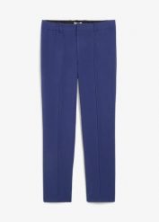 Spodnie garniturowe z materiału ze stretchem, regular fit. Niebieskie eleganckie spodnie męskie bonprix, m, bez wzorów. Za 149.99 zł.