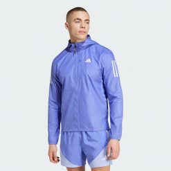 Kurtka Own The Run. Niebieskie kurtki męskie Adidas, s, bez wzorów, bez kaptura. Za 349.00 zł.