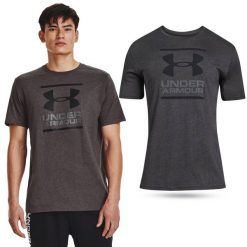 Koszulka fitness męska UNDER ARMOUR GL Foundation z krótkim rękawem. Czarne koszulki sportowe męskie Under Armour, m, bez wzorów, z bawełny, bez kołnierzyka, bez ramiączek, na fitness i siłownię. Za 93.99 zł.