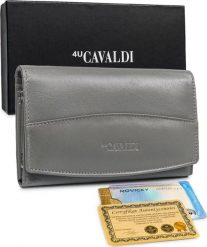 4U Cavaldi Skórzany portfel damski marki Cavaldi, zapinany na zatrzask. Portfele damskie 4U Cavaldi, bez wzorów. Za 129.00 zł.