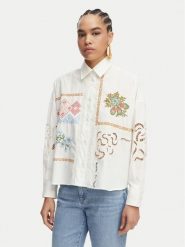 Weekend Max Mara Koszula Fonte 2615111022 Kremowy Relaxed Fit. Białe bluzki damskie Weekend Max Mara, bez wzorów, z bawełny, bez kołnierzyka, bez ramiączek. Za 1,309.00 zł.