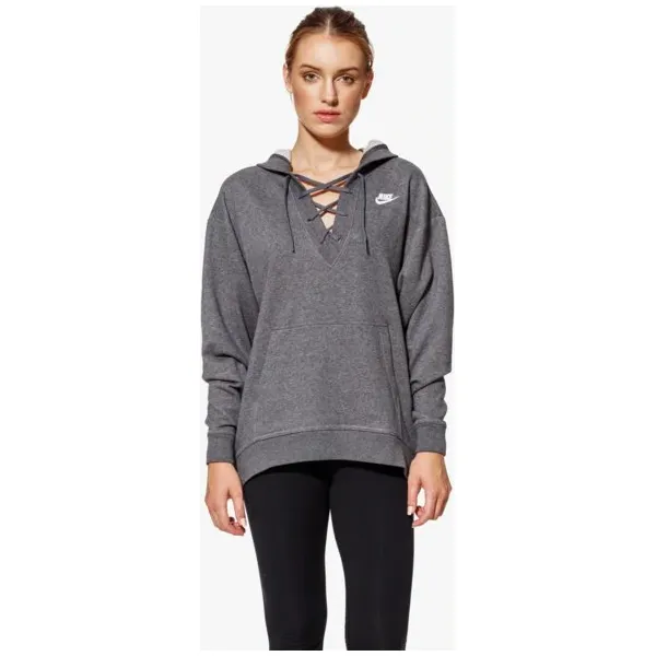 Nike Bluza W Nsw Club Hoodie Laceup , szary, rozmiar M. Szare bluzy damskie Nike, m, bez wzorów, z bawełny, bez kaptura. W wyprzedaży za 159.00 zł.
