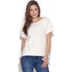 Ecru Luźna Bluzka z Krótkim Rękawem. Bluzki damskie marki Molly.pl. Za 53.90 zł.