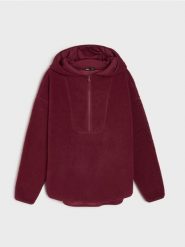 Bluza sherpa z kapturem - czerwony. Czerwone bluzy damskie Sinsay, l, bez wzorów, z kapturem. Za 59.99 zł.