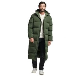 Długa kurtka Superdry Super Duvet. Zielone kurtki męskie Superdry., s, bez wzorów, z elastanu, eleganckie, bez kaptura. Za 890.75 zł.