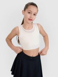 4F Crop top sportowy szybkoschnący dziewczęcy 4F JUNIOR x Anna Lewandowska - biały 158/164 (12-14 lat). Białe t-shirty i topy dla dziewczynek 4f, bez wzorów, z elastanu, bez ramiączek. Za 59.99 zł.
