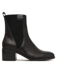 Liu Jo Botki Janice 01 SF6059 P0102 Czarny. Czarne botki damskie Liu Jo, ze skóry, bez obcasa, na słupku, bez zapięcia. Za 789.99 zł.