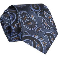 Męski Krawat - ALTIES - Klasyczny - Granatowy w Niebieski Wzór Paisley. Niebieskie krawaty i muchy Alties, bez wzorów, z tkaniny, eleganckie. Za 49.00 zł.