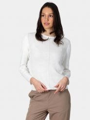 Sweter Damski Luhta Huopioniemi. Białe swetry damskie Luhta, m, bez wzorów, z bawełny, eleganckie, bez kołnierzyka, bez ramiączek, bez kaptura. Za 449.00 zł.