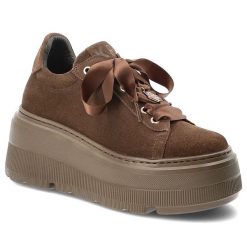 Czekoladowe Sneakersy Karino Damskie Buty Na Platformie. Brązowe półbuty damskie Karino, bez wzorów, bez obcasa, na platformie, bez zapięcia. Za 569.00 zł.