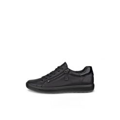 Kobiece trampki z zapięciem Ecco Soft 7. Czarne trampki i tenisówki damskie ecco, bez wzorów, z materiału, bez zapięcia. Za 582.45 zł.