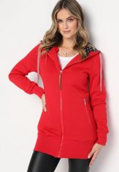 Czerwona Bluza z Polarem i Kapturem Laissete. Czerwone bluzy damskie Born2be, s, bez wzorów, z polaru, z kapturem. Za 59.99 zł.