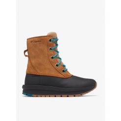 Buty zimowe damskie Columbia Moritza Shield Omni-Heat. Brązowe obuwie sportowe damskie Columbia, bez wzorów, snowboardowy. Za 374.99 zł.