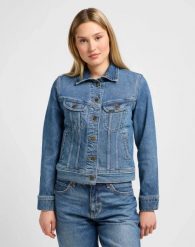 DAMSKA KURTKA LEE RIDER JACKET CLASSIC INDIGO 112341297. Niebieskie płaszcze damskie Lee, s, bez wzorów, z jeansu, bez kaptura. Za 199.99 zł.