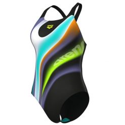 Damski kostium kąpielowy 1-częściowy Arena Water Fluids. Czarne kostiumy jednoczęściowe damskie Arena, l, bez wzorów, z materiału, klasyczne, na fitness i siłownię. Za 219.99 zł.