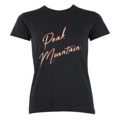 Koszulka damska Peak Mountain Atresor. Czarne t-shirty damskie Peak Mountain, bez wzorów, casualowe, bez kołnierzyka. W wyprzedaży za 132.50 zł.