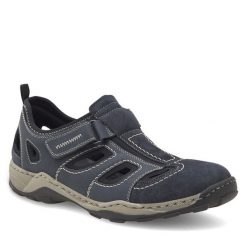 Sandały Rieker. Brązowe sandały damskie Rieker, bez wzorów, bez obcasa, na koturnie, bez zapięcia. Za 319.99 zł.