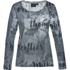 Shirt z długim rękawem bonprix szary wzorzysty. Bluzki damskie marki bonprix. Za 27.99 zł.