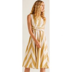 Mango - Sukienka April. Zielone sukienki damskie Mango, l, bez wzorów, z bawełny, casualowe, bez kołnierzyka, bez ramiączek. W wyprzedaży za 99.90 zł.
