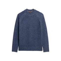 Gruby sweter z rękawami raglanowymi Superdry. Niebieskie swetry przez głowę męskie Superdry., l, bez wzorów, bez kołnierzyka. Za 434.20 zł.