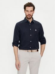 Guess Koszula F4GH00 WG3L0 Granatowy Regular Fit. Niebieskie koszule męskie Guess, l, z aplikacjami, ze lnu, bez kołnierzyka, bez ramiączek. Za 199.99 zł.
