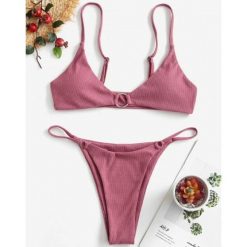 Bikini z ozdobnymi kółeczkami regulowane na lato Mareike. Zielone bikini damskie Intica, na lato, l, bez wzorów. W wyprzedaży za 109.00 zł.