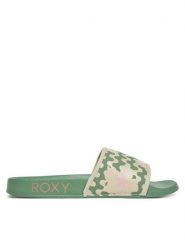 Roxy Klapki ARJL100909 Zielony. Zielone klapki damskie Roxy, bez wzorów, ze skóry, bez obcasa. Za 79.99 zł.