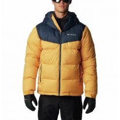 Kurtka Puchowa Zimowa Męska Columbia Iceline Ridge Jacket. Żółte kurtki snowboardowe męskie Columbia, m, bez wzorów, z puchu, bez kaptura, narciarskie. W wyprzedaży za 743.05 zł.