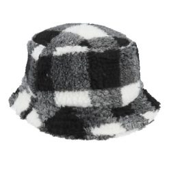 Sherpa Bucket Hat W Kratkę. Białe czapki i kapelusze damskie FLEXFIT, bez wzorów. Za 160.99 zł.