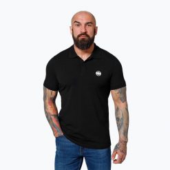 Koszulka polo męska Pitbull Polo Jersey Small Logo. Czarne koszulki polo męskie PITBULL, l, z aplikacjami, z bawełny, klasyczne, bez ramiączek. Za 119.99 zł.