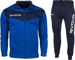 Givova Dres treningowy piłkarski komplet bluza spodnie Givova Tuta Visa Triacetato niebiesko-granatowy TR018 0204 S. Niebieskie bluzy męskie Givova, m, bez wzorów, z dresówki, bez kaptura, do piłki nożnej. Za 116.01 zł.