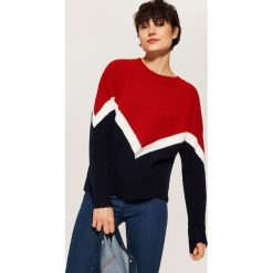 Trójkolorowy sweter - Czerwony. Swetry damskie marki bonprix. Za 69.99 zł.