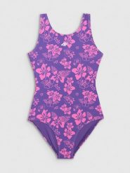 4F Kostium kąpielowy jednoczęściowy dziewczęcy - fioletowy 146/152 (10-12 lat). Fioletowe stroje kąpielowe dla dziewczynek 4f, bez wzorów. Za 89.99 zł.