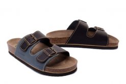 DR. BRINKMANN 600308-5 jeans/mokka, klapki profilaktyczne męskie. Brązowe klapki męskie Dr. Brinkmann, z jeansu. Za 185.43 zł.