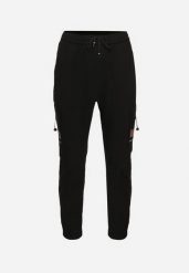 Czarne Spodnie Cargo z Bawełną Ozdobione Ściągaczami Terileia. Czarne spodnie materiałowe męskie Born2be, m, bez wzorów, z bawełny, eleganckie. Za 39.99 zł.