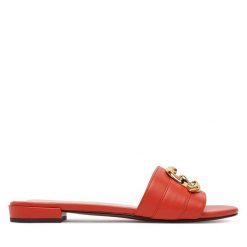 Klapki Coccinelle. Czerwone klapki damskie Coccinelle, bez wzorów, bez obcasa. Za 549.99 zł.
