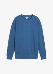 Bluza oversize z czystej bawełny organicznej. Niebieskie bluzy męskie bonprix, m, bez wzorów, z bawełny, bez kaptura. Za 72.99 zł.