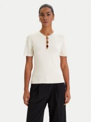 KARL LAGERFELD Bluzka B1W18014 Écru Slim Fit. Bluzki damskie KARL LAGERFELD, m, bez wzorów, z wiskozy, bez kołnierzyka, bez ramiączek. Za 849.99 zł.