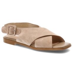 Sandały damskie S.Barski, cholewka ze skóry naturalnej zapinane na sprzączkę płaska podeszwa, beżowe, JC61-1001. Brązowe klapki damskie S.BARSKI, bez wzorów, ze skóry, bez obcasa, na płaskiej podeszwie. Za 259.00 zł.