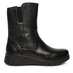 Botki Caprice. Czarne botki damskie Caprice, bez obcasa, na płaskiej podeszwie, bez zapięcia. Za 469.99 zł.