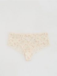 Koronkowe majtki szorty - złamana biel. Szorty damskie Reserved, l, bez wzorów, z koronki. Za 49.99 zł.