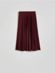 Plisowana spódnica midi - niebieski. Niebieskie spódnice damskie Reserved, l, bez wzorów, z dzianiny, midi, rozkloszowane. W wyprzedaży za 49.99 zł.