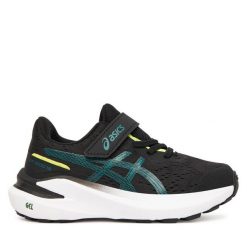 Sneakersy Asics. Czarne trampki i tenisówki chłopięce Asics, bez wzorów, bez zapięcia. Za 199.99 zł.