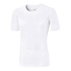 Męska Koszulka Z Krótkim Rękawem Liga Base Layer Top. Białe koszulki sportowe męskie Puma, m, bez wzorów, bez kołnierzyka, bez ramiączek, trekkingowe. Za 128.99 zł.