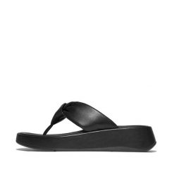 Sandały damskie FitFlop F-Mode Knot Soft-Leather Flatform Toe-Post. Czarne sandały damskie FIT FLOP, bez wzorów, bez obcasa, bez zapięcia. Za 641.00 zł.