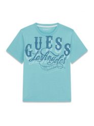 Guess T-Shirt L6GI13 K8HM4 Niebieski jasny Regular Fit. Niebieskie t-shirty dla chłopców Guess, z aplikacjami, z bawełny, bez ramiączek. Za 84.99 zł.