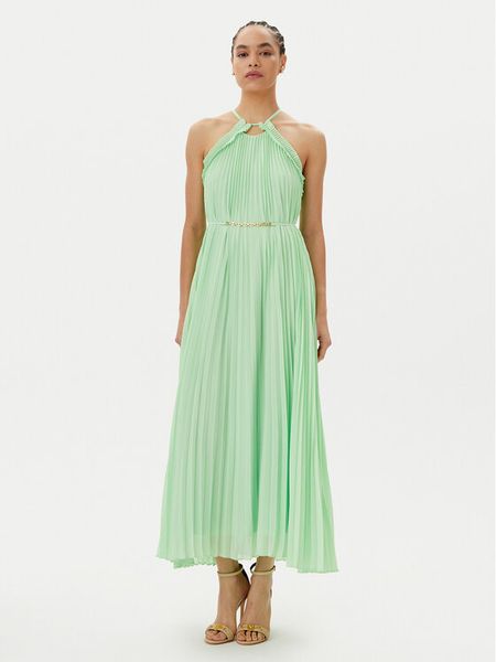 TWINSET Sukienka koktajlowa 251TP2332 Zielony Regular Fit. Zielone sukienki damskie Twinset, bez wzorów, z syntetyku, wizytowe, bez kołnierzyka, bez ramiączek. Za 739.99 zł.